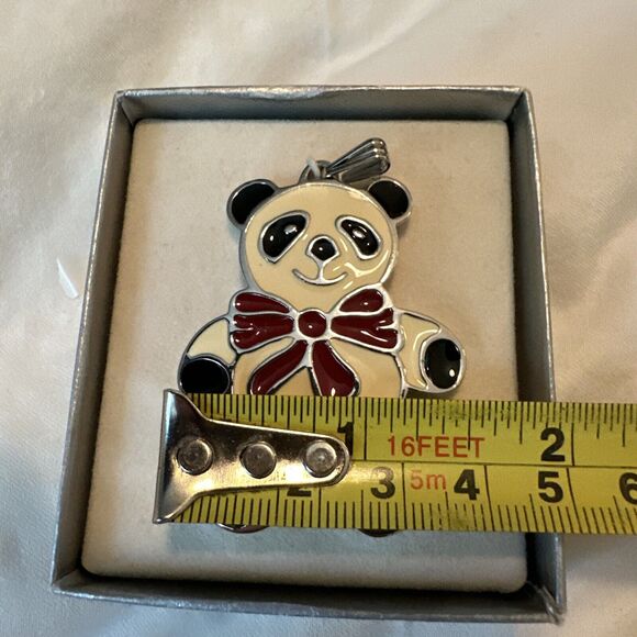 Vintage Wallace Silversmiths Enamel PANDA BEAR Pendant Christmas Ornament - Picture 5 of 8